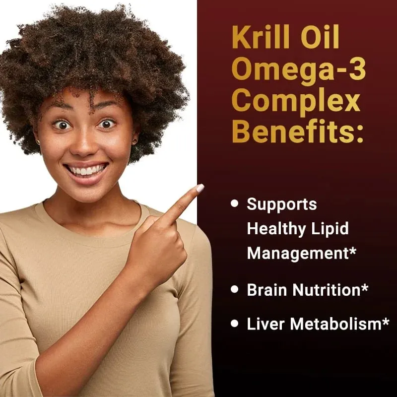 Antarctic Krill Oil 2000MG - Contains Astaxanthin Promotes Brain and Heart Health Antioxidant Metabolism and Boosts Immunity