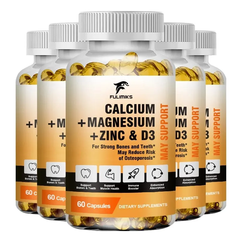 Bone Support Capsules Calcium Magnesium Zinc with D3 Enhances Absorption Supports Bone Strength Immunity & Muscle Health