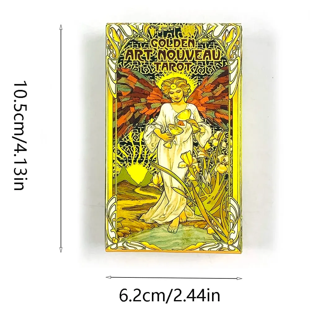 Golden Art Nouveau Tarot 78‑Card Deck Art Nouveau Vintage Style Tarot Cards Divination Fortune‑Telling Board Games Card Game
