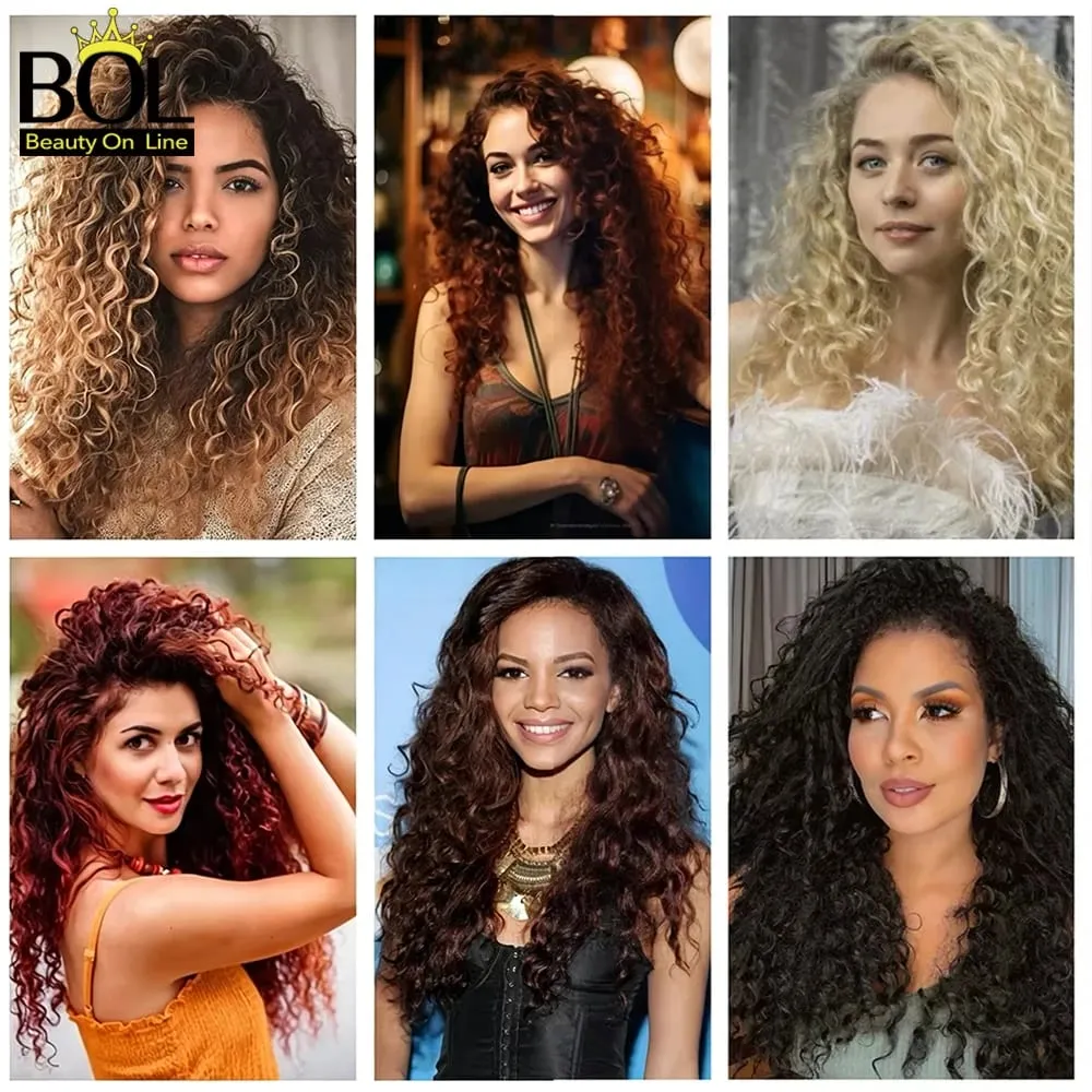 24Inch Synthetic Deep Wave Clip In Hair Extensions 7Pcs/Set 140g Fake Hair Full Head Hairpiece Curly Clip Ins Hair For Women