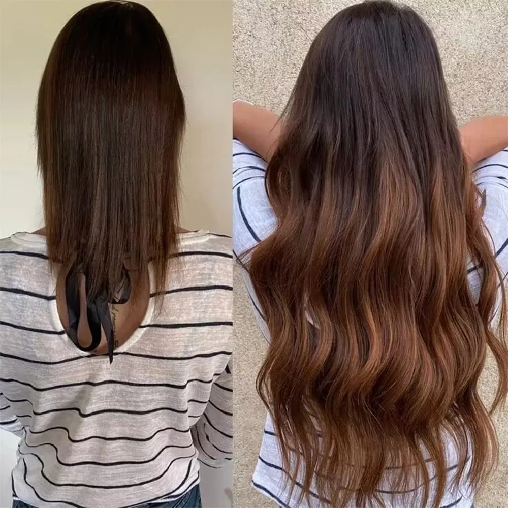 Doreen Ombre Brown Dark Roots Tape in Hair Extensions Human Hair Invisible Tape Hair for Thin Hair 20Pcs/set 50G Skin Weft Hair