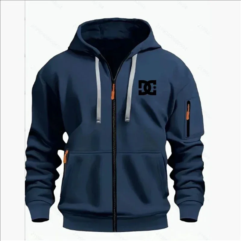 Spring and Autumn Men's Casual Sports Hoodie Fashionable Arm Pocket Drawstring Hoodie Men's Loose Long-sleeved Shirt Pullover