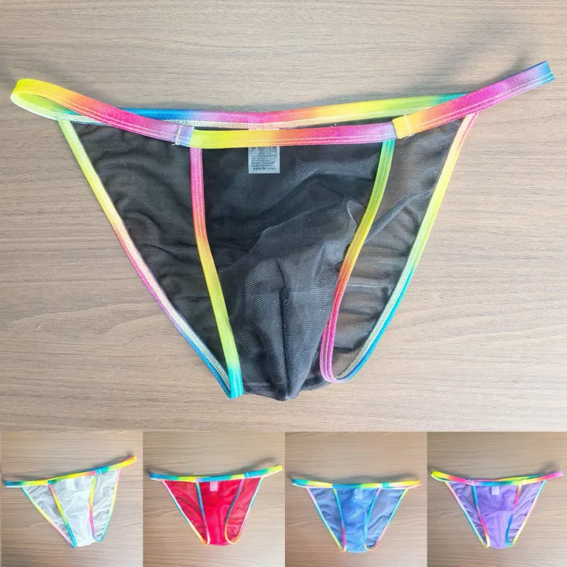 1pc Men Sexy Sheer Briefs Ultra Thin See Through Underwear Low Rise U Convex Pouch Mesh Breathable Panties Clubwear