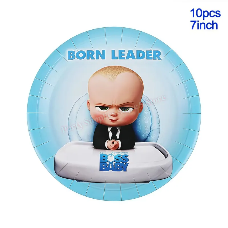 Bossed Baby Theme Newborn 1st Birthday Party Decoration Paper Plate Cup Balloon Banner Kid Boy Favors Baby Shower Event Supplies