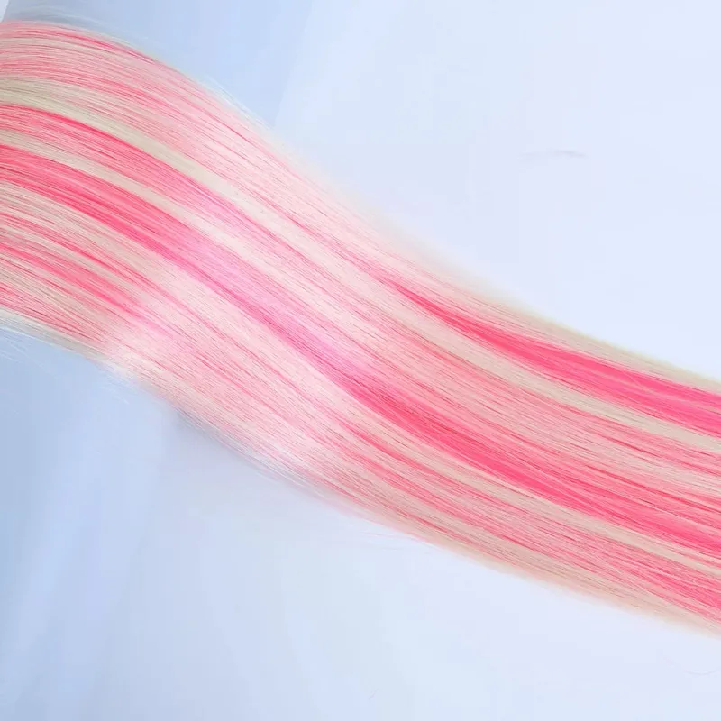 Jeedou Clip-in Hair Extension 5Clips One Piece Straight Synthetic Hairpiece Blue Brown Green Red Highlighted Piano Color