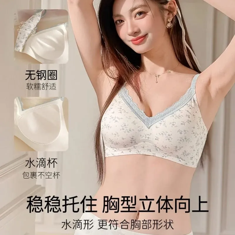 Purely desirable French-style floral lace lingerie for women with small busts designed to enhance the bust gather side breasts