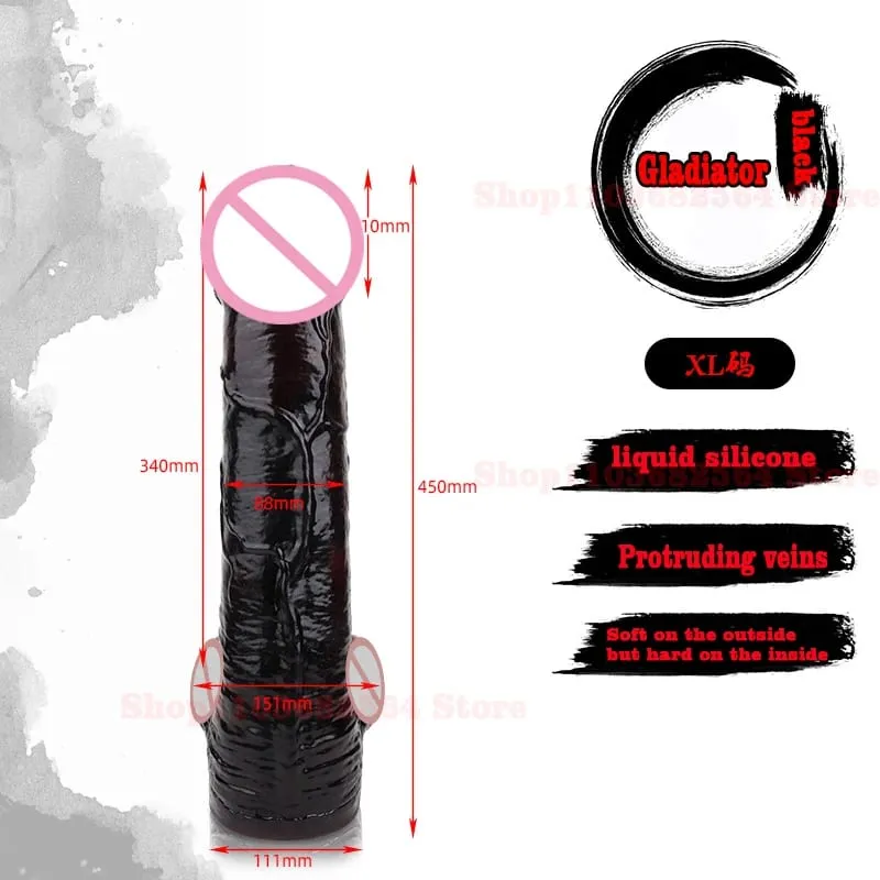 ขนาดใหญ่XXL 50ซม.X 10.5ซม.สมจริงDildoซิลิโคนGladiatorอวัยวะเพศชายของเล่นผู้หญิงG-Spot Masturbationผู้ใหญ่Dick Thickenสัตว์อวัยวะเพศชาย