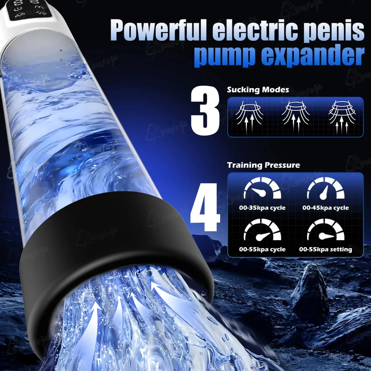 IPX7 Electric Penis Pump Adult Sex Toy Enlarger for Men Erection Air Water Extender 4 Training 3 Suction 9 Silicone Sleeve