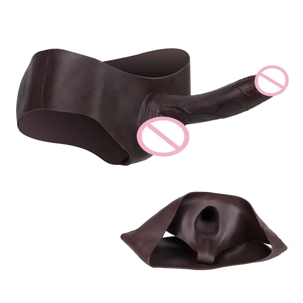 Ultra Realistic Hollow Dildo Trosor Silikontrosor Strapon Penis Extend Sleeve Byxor Sexleksaker För Män Dick Förstoring