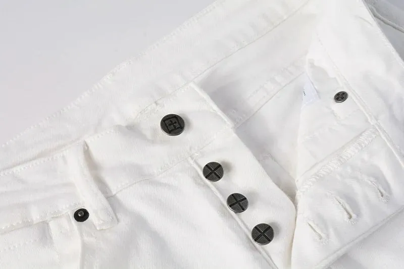 2026 New Arriva Men's Premium White Skinny Jeans Clean Fit Denim Pants High Street Fashion Trousers