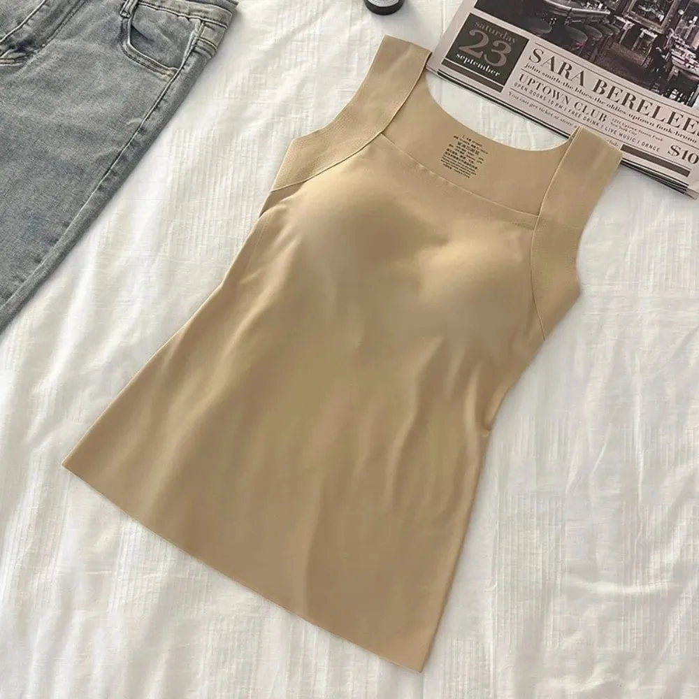 Sexy Design Sleeveless Tank Tops Seamless Knitting Summer Lightweight Crop Camisole Tops Female Bra Style With Chest Pads