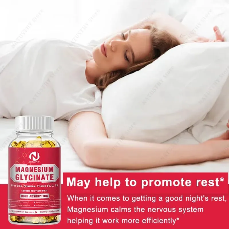 Magnesium Glycinate 500mg Potassium with Zinc For muscles - Nerves - Bones - Heart Health - Leg Cramps - Immune System