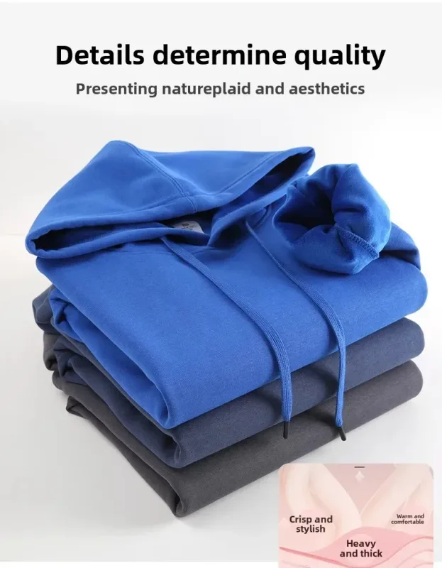 Customized Your Brand Logo DIY Design 600GSM Mens Hoodies High-quality Women Sweatshirt Solid Color Cotton Loose Streetwear