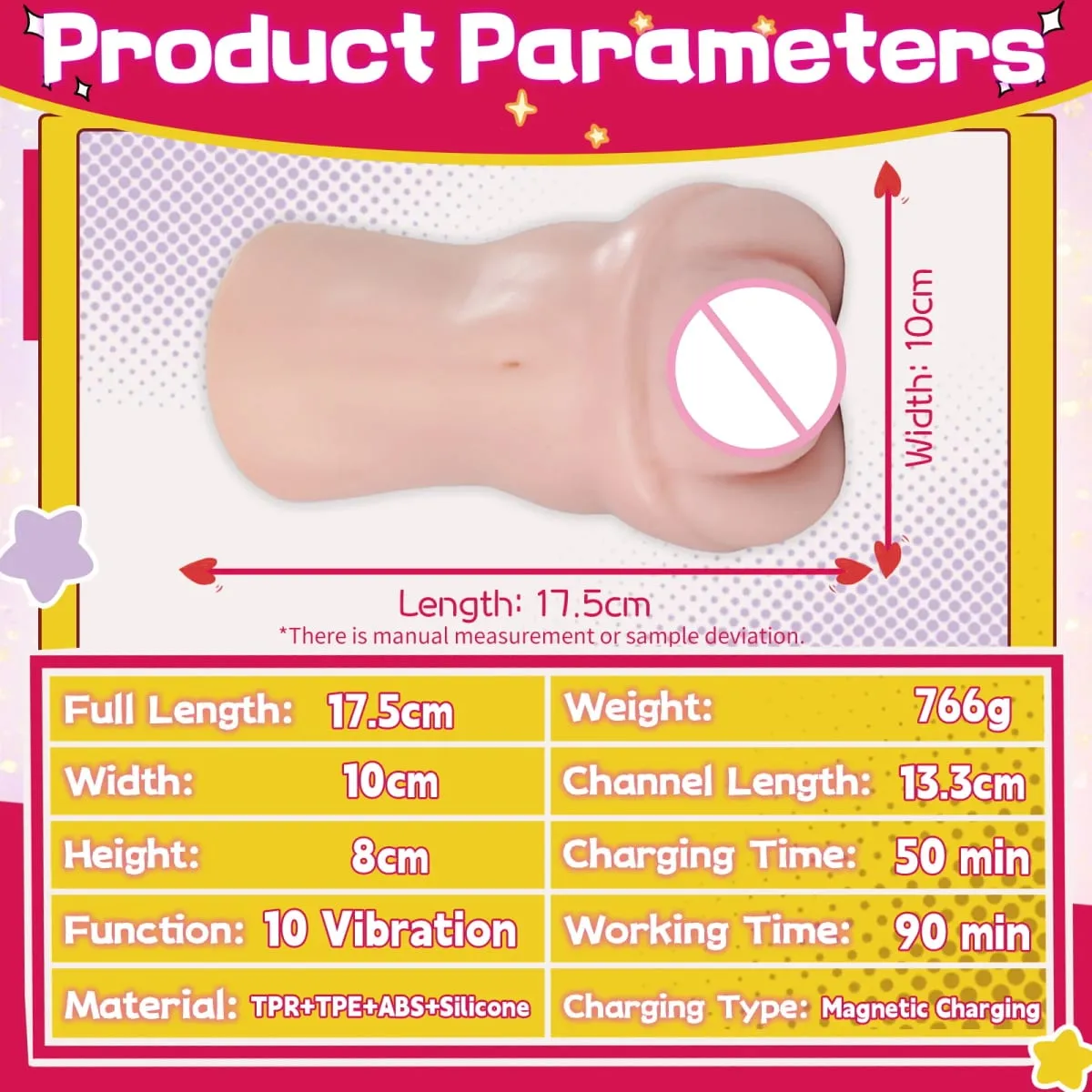 YUU Tight Vaginal Lifelike Masturbator for Men with Powerful 10 Vibration Sex Machine Onahole Dual Layer Firm Soft Waterproof