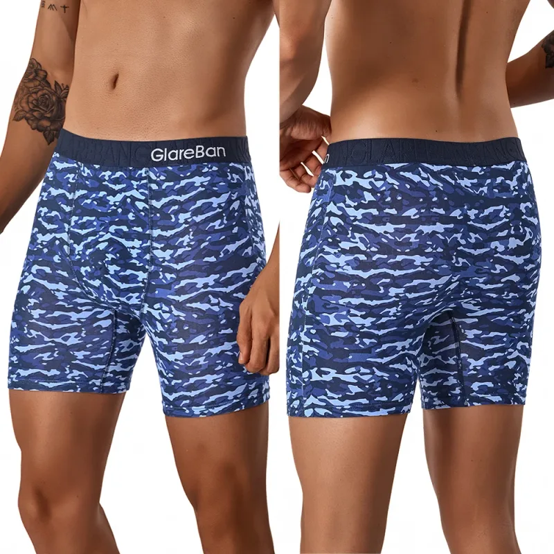 5pcs Set Mid-Long camo Cotton Brand Boxer Shorts for Men Underwear Breathable Male Underpants Briefs Boxershorts Slips Panties