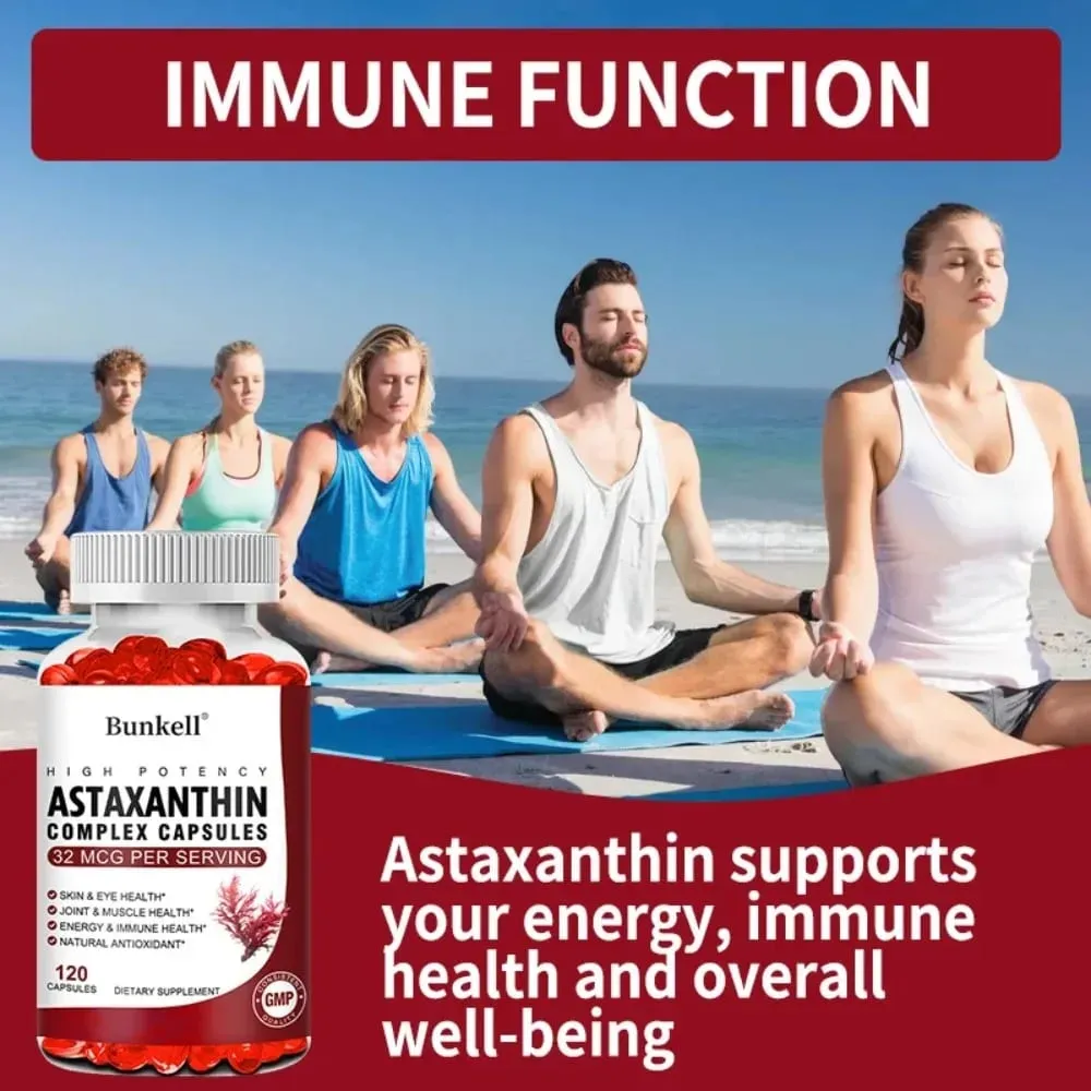 Astaxanthin Complex Capsules - with Fish Oil Antioxidant Supports Vision Eye and Skin Muscle Joint and Immune Health