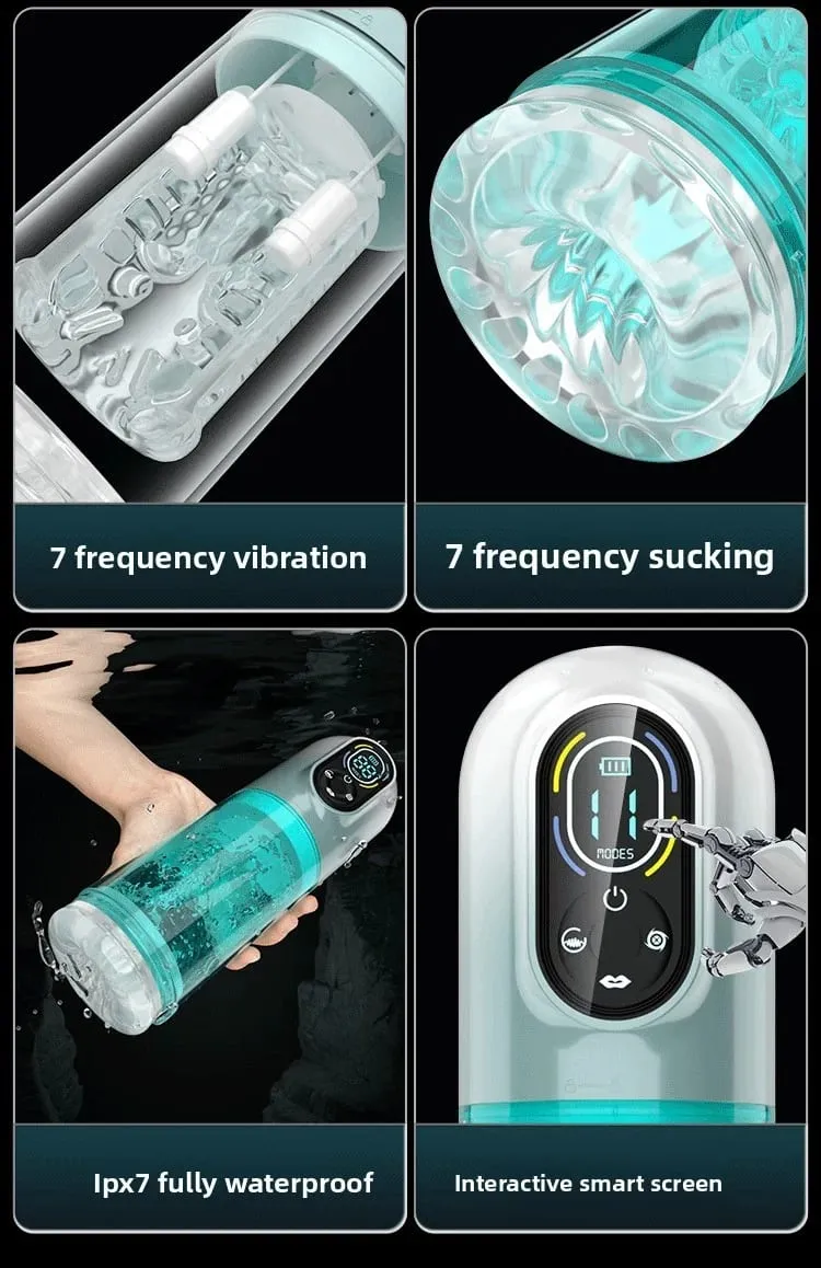 Viewing Window Waterproof Masturbation Cup Vacuum Sucking Tongue Licking Blowjob Telescopic Rotating Male Masturbator Sex Toy
