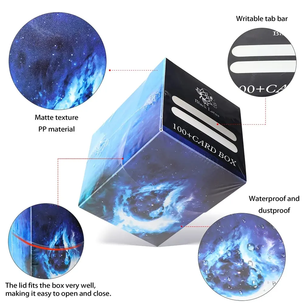 100+ BASIC LANDS Plastic Trading Card Box Holds Double-Sleeved Cards TCG/CCG Storage Card Deck Case for MTG/YGO With Two Divider