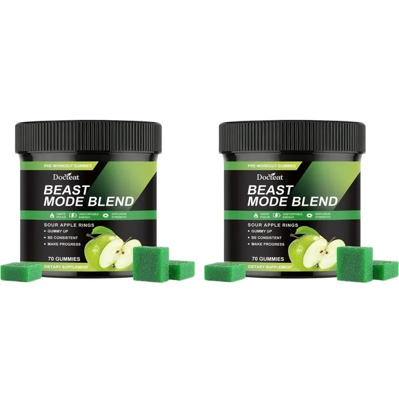 Pre Workout Energy Gummies with Caffeine Taurine Rhodiola Rosea CoQ10 & B Vitamins Supports Workout Focus Energy Strength 70 Ct