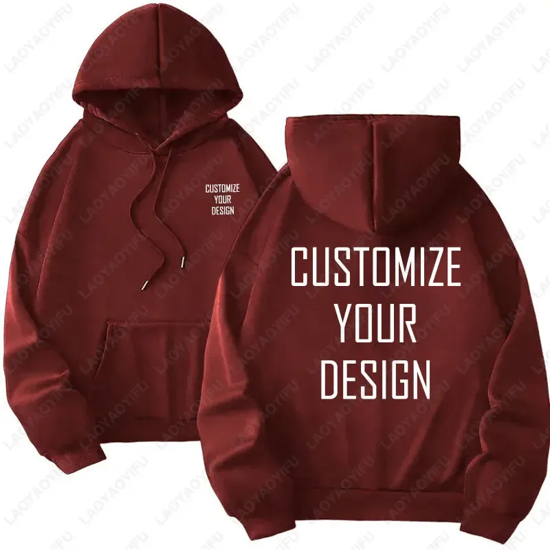 DIY Custom Your Brand Logo Heavy Weight New Autumn Winter Casual Thick Fashion Men's Woman's Top Solid Color Hoodies Sweatshirt