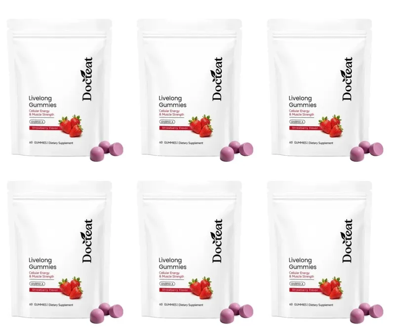 Docteat Urolitin A Gummies 500 mg na porci Jahodová příchuť Denní podpora buněčného wellness 60 Gummies pro muže, ženy
