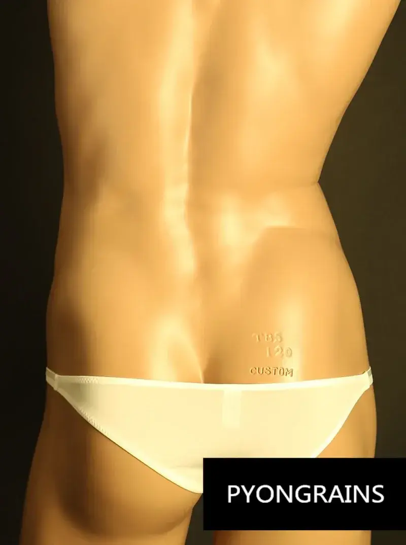Men Adjustable Metal O-Ring Double Thin Strap Bikini Briefs Low Rise Silky Ice Silk 3D U Convex Pouch Sexy Male Underwear