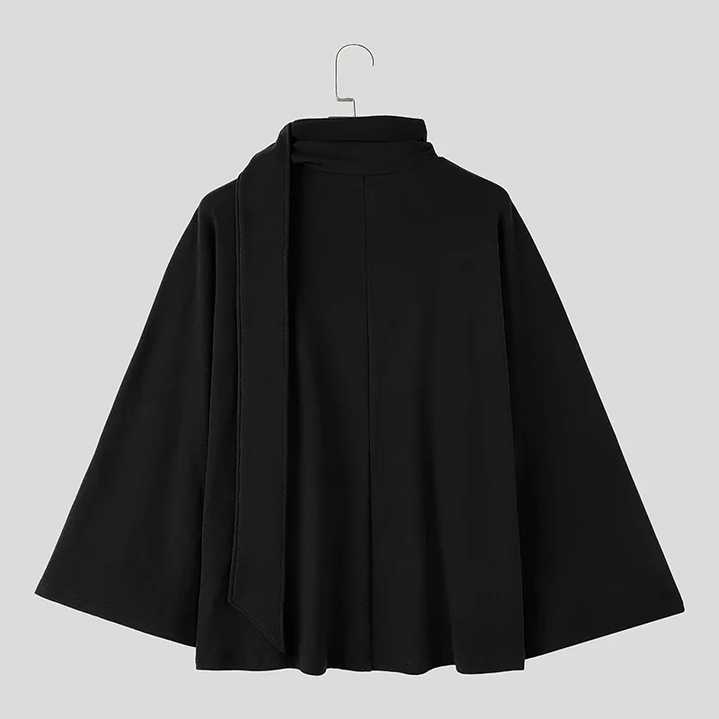 Men's Sweatshirts Solid Cloak Cape For Man Long Sleeve Scarf Collar Streetwear Autumn Winter Fashion Ponchos Hoodies