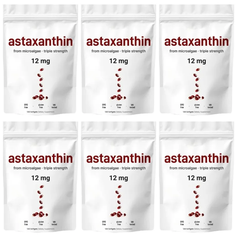 Astaxanthin 12mg Triple Strength Softgels Antioxidant for Eye Skin Joint & Immune Health From Haematococcus Pluvialis 120ct