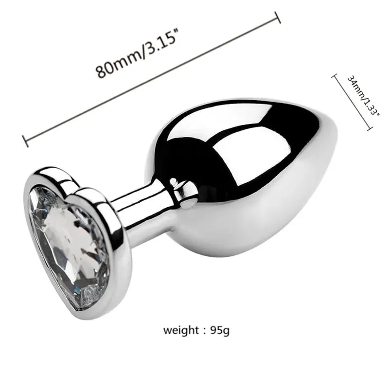 S/M/L Anal Plug Heart Metal Crystal Anal Plug for Women Removable Stainless Steel Butt Plug Men Stimulator Anal Sex Toys Dildo — image 16