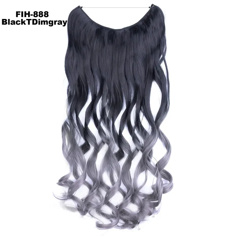 Synthetic One piece Hair Extensions No Clip No Glue Invisible 24inch Long Straight Wave Heat Resistant String Hairpiece