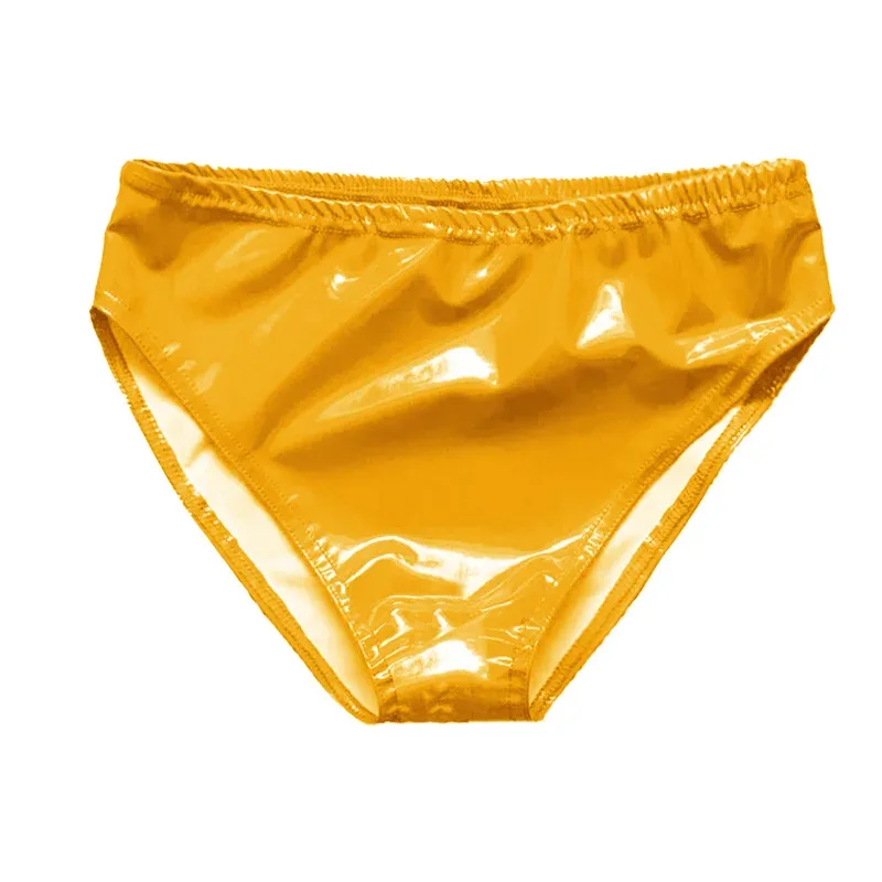 男士性感乳膠光面內褲內衣 Pvc 皮革內褲女式漆皮情趣內衣丁字褲娘娘腔內褲