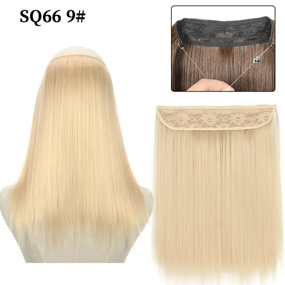 16/22inch Invisible Wire Hair Extensions Headband Adjustable Size Natural Long Straight Hairpiece Synthetic Hair Piece for Women