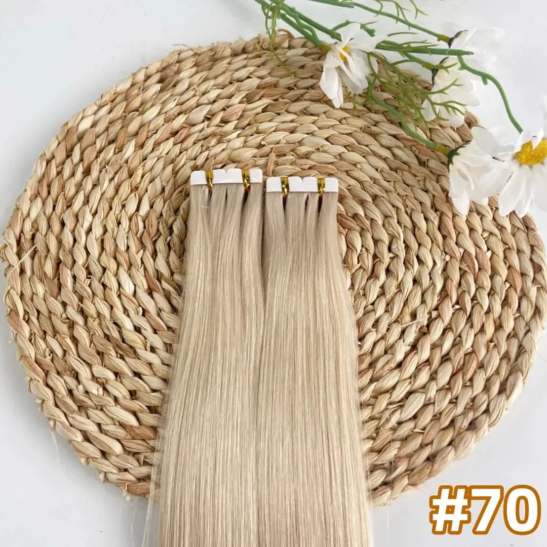 Mini Tape Hair Extensions 18"-30" Machine Remy Skin Weft Adhesive Tape In 100% Human Hair Natural Black Brown Blonde Tape On