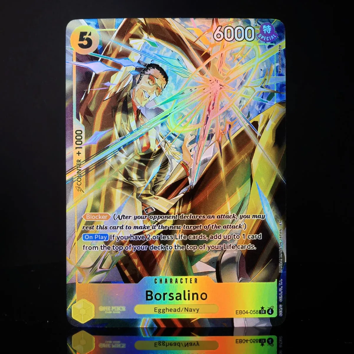 One Piece TCG OPCG English EB04-058-Borsalino SR Play Set 5 Cost Yellow Borsalino Textured Foil Card Anime Collectible Cards