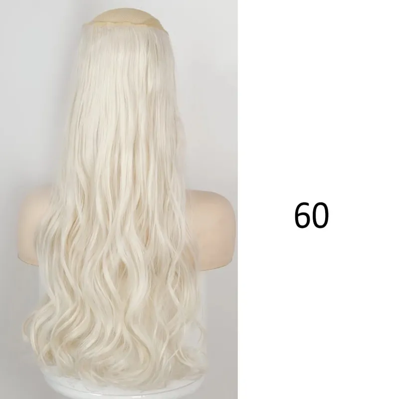 Synthetische 5 Clips in Haarverlängerungen, natürliche lange gewellte Frisuren, gefälschtes Haarteil, braun, schwarz, einteilig für Frauen