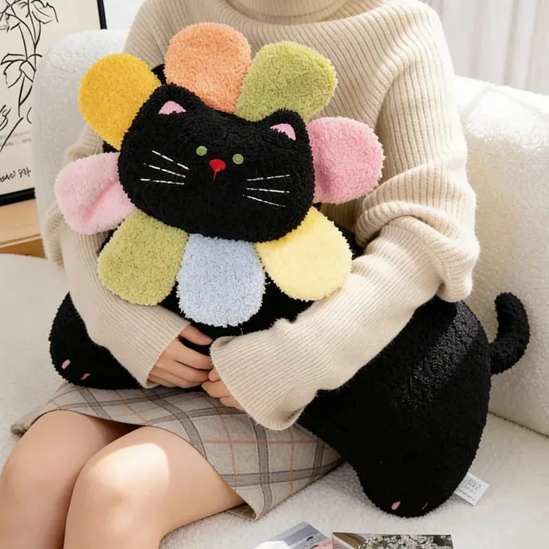 Spotted Cat Plush Pillow Flower Stuffed Cushion 50cm Adorably Soft Sofa Cushion Home Decor Toys Throw Pillow Birthday Gifts