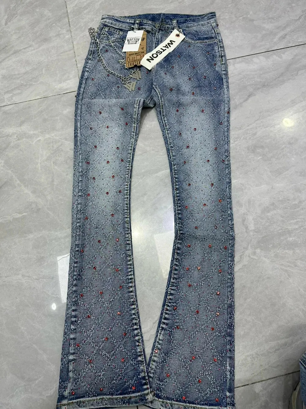2026 Men's Multi-Pocket High Street Quality Slim Fit Skinny Long Denim Flared Men Yellow Red Pink Jeans Pants