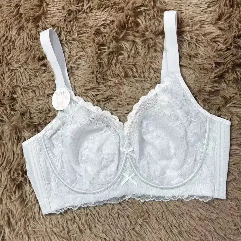 Women's Sexy Lace Support Bra Full Cup Lift Bralette Lingerie Anti-Sagging Ultra Thin Mesh - Slimming Underwear for Big Bust