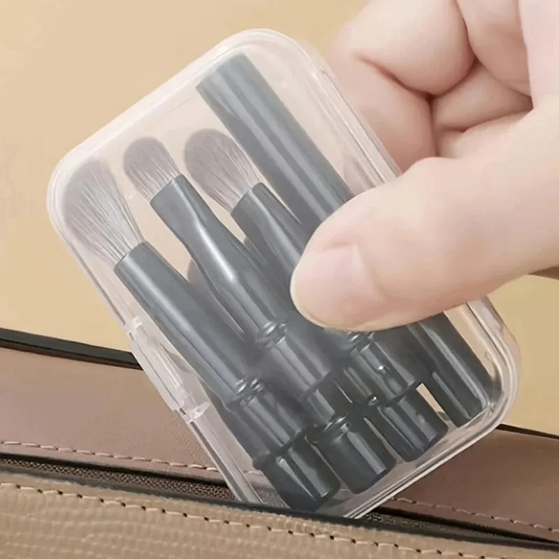 6 peças preto portátil maquiagem escova substituição cabeça conjunto nariz sombra escova conjunto de viagem