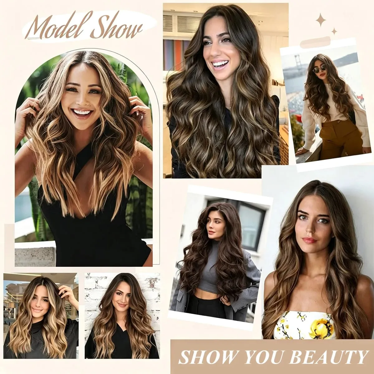 Clip In Hair Extension Curly 24 Inch 8 Pieces Hair Extensions for Women Daily Wear Work & Casual Styling Synthetic Hair Pieces