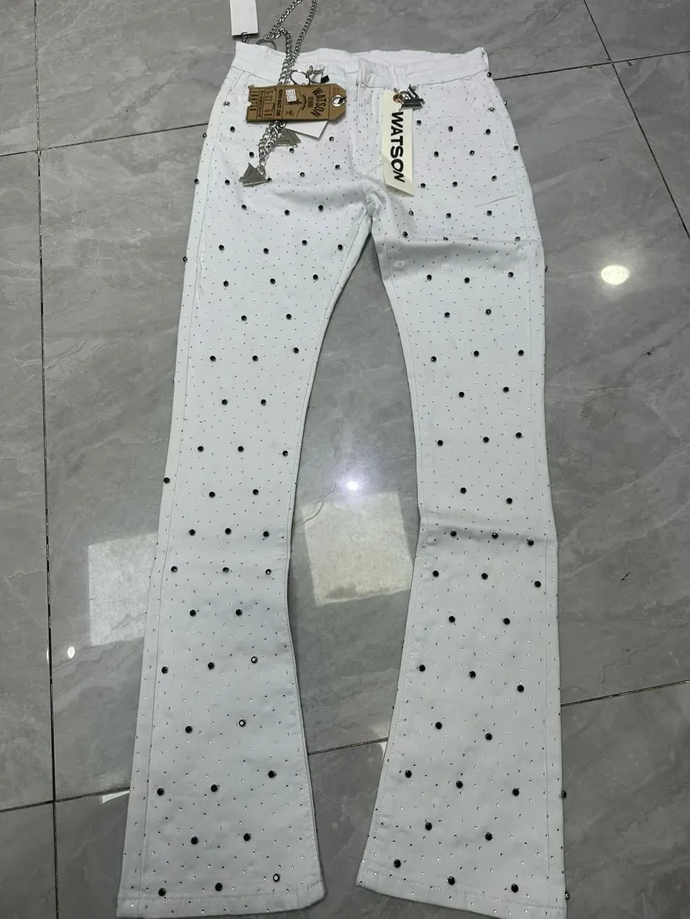 2026 Men's Multi-Pocket High Street Quality Slim Fit Skinny Long Denim Flared Men Yellow Red Pink Jeans Pants
