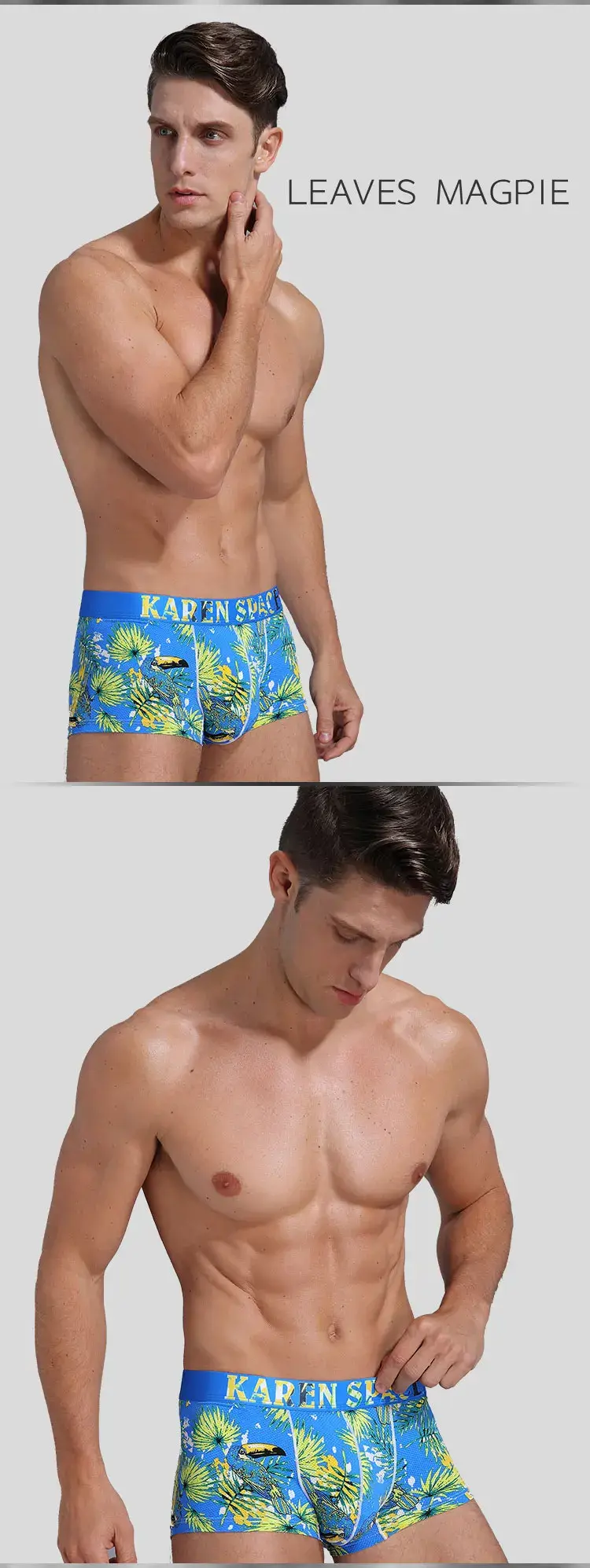 Boxer Uomo Traspiranti Stampati Ghiaccio Seta Intimo Mutandine Maschili Moda Comode Calzoncillo Hombre