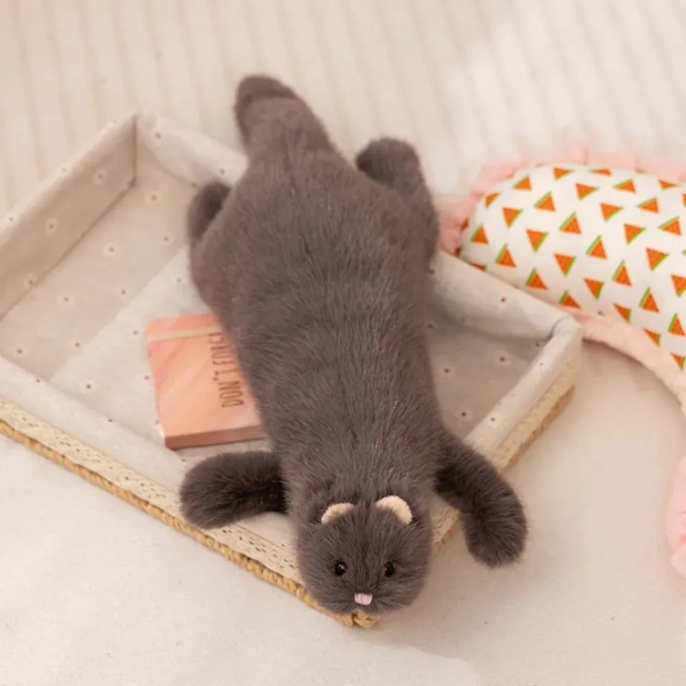 Soft Plush Ferret Plush Pillow Cute Expression Dense Stitching Long Ferret Cushion Fluffy Texture Stuffed Ferret Toy Long Body — image 8