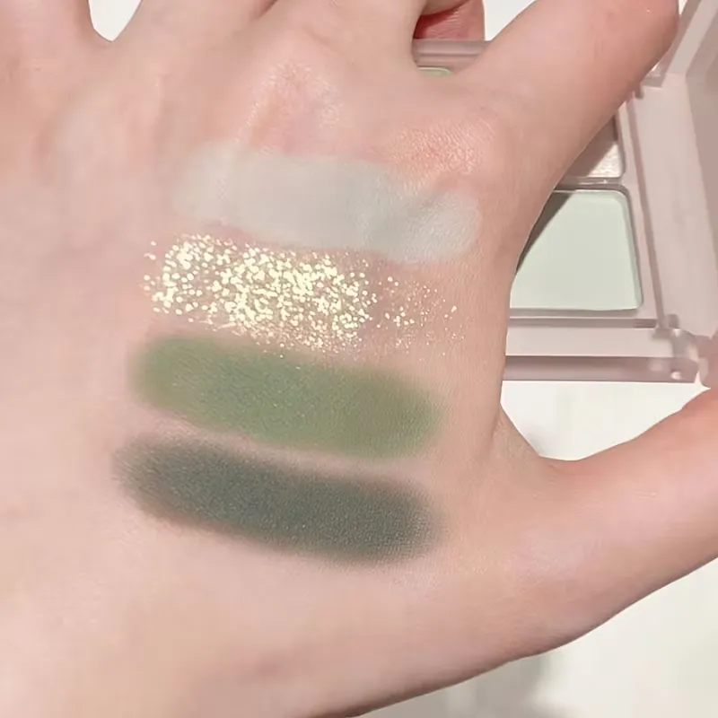 4-Color Green Eye Shadow Tray Low Saturation Palette Matte Korean Eye Makeup Pigment Eyeshadow Tray Lasting Eye Makeup Palette