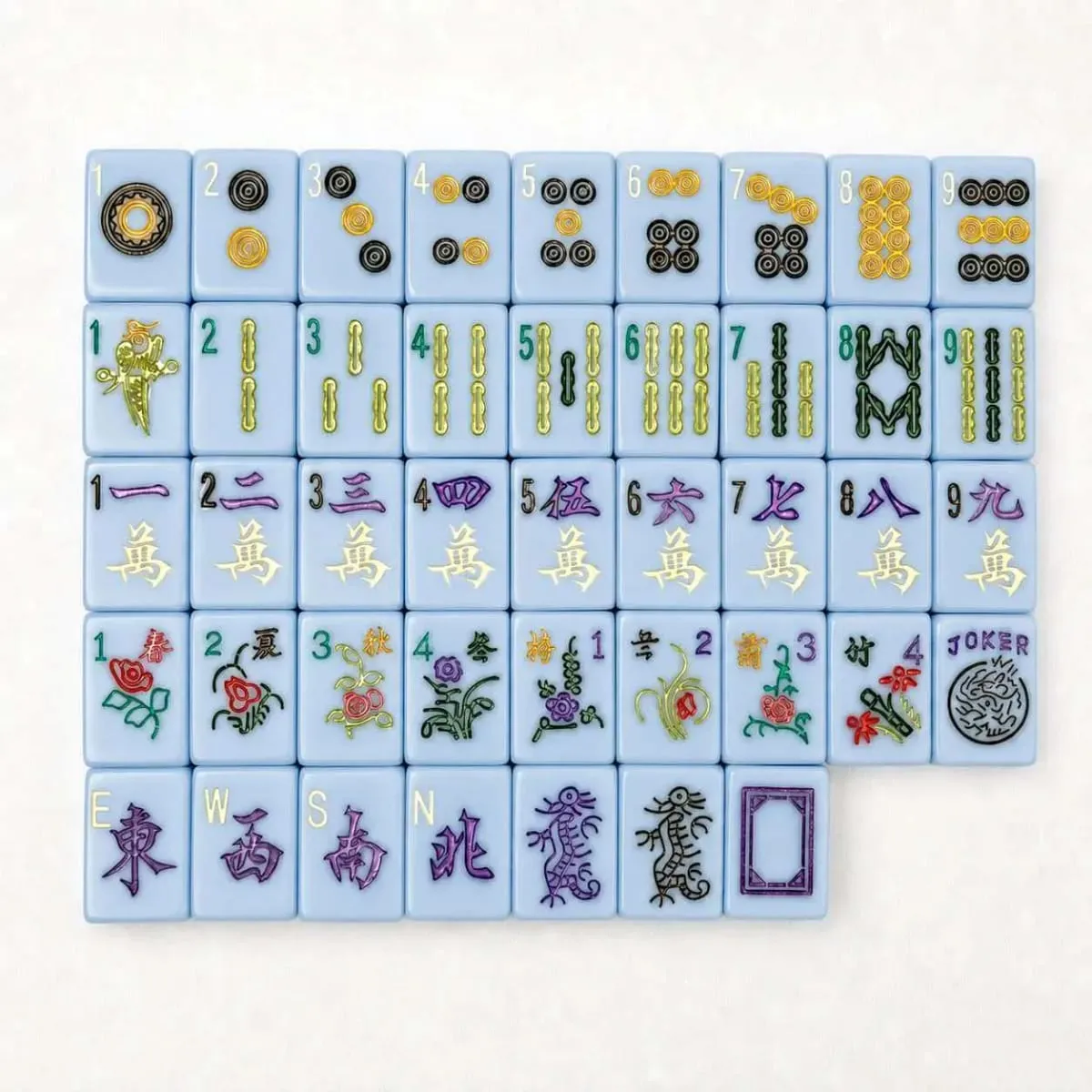 Classic Pastel Blue Mahjong Set American Style Acrylic Mah Jongg 160 Pieces Rounded Edge Table Game Christmas Gift