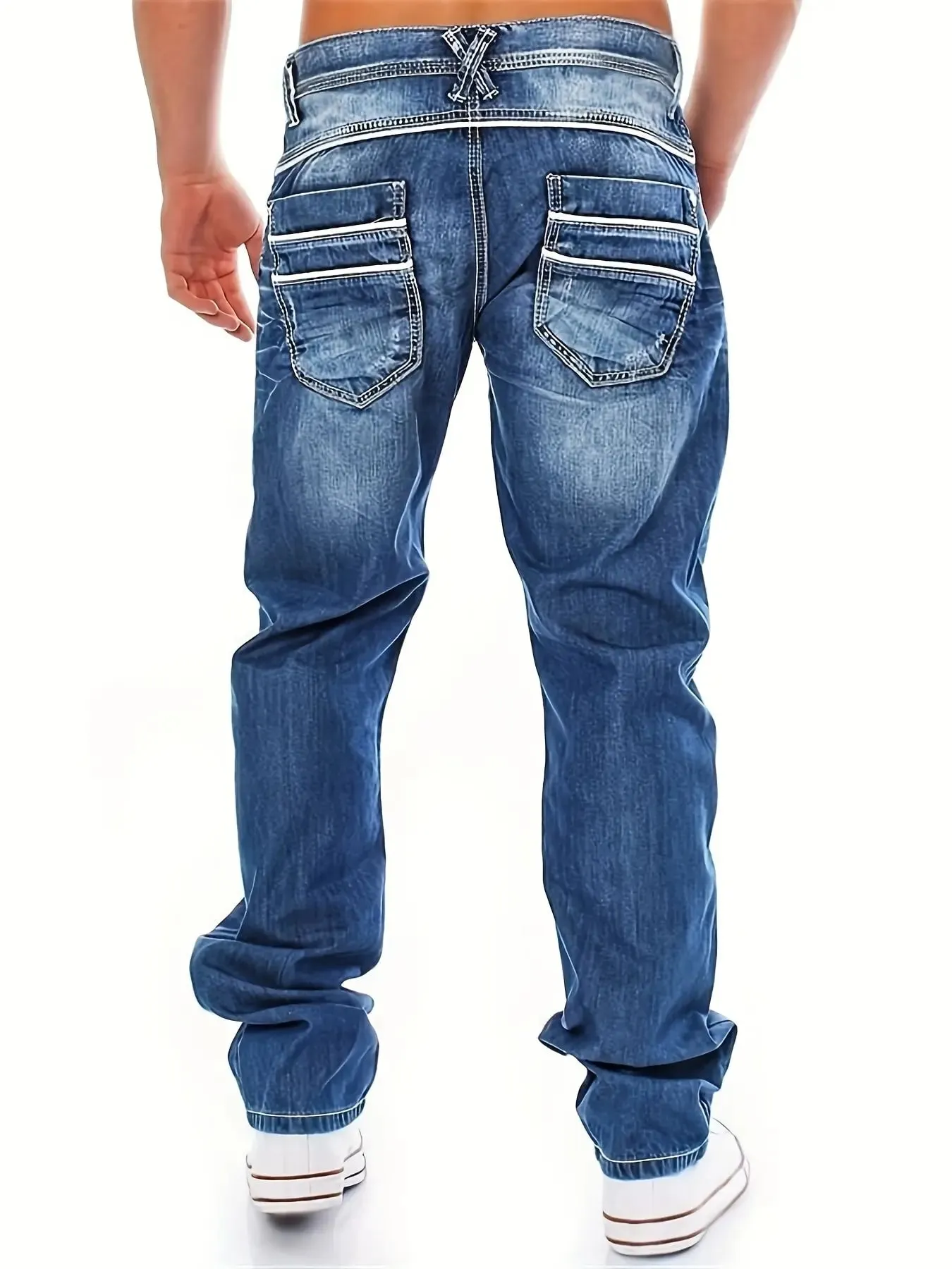 New Men's Retro Loose Casual Straight Leg Jeans Comfortable Classic Fit Men's Denim Pants