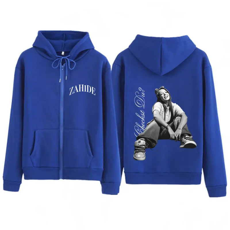 Singer Zahide Tour 2026 Merch Graphic Zipper Hoodies Men Women Fashion Winter Hip-hop Loose Casual Vintage Zip Up Sweatshirts