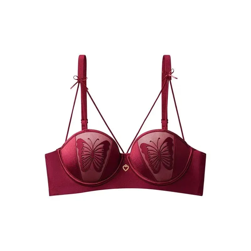 Sexy Push Up Lingerie Small Breast Gathering Anti-sagging Seamless Bra Sexy Beauty Back Butterfly Wire Free Lingerie Bra