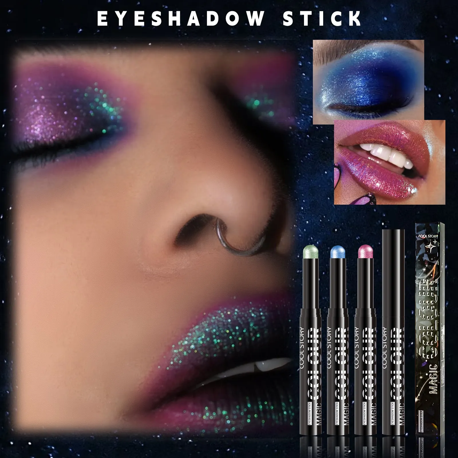 2 in 1 Eyeshadow Lipstick Stick Pencil Waterproof Glitter Brighten Matte Eye Shadow Makeup Pigment Eyeshadow Pen