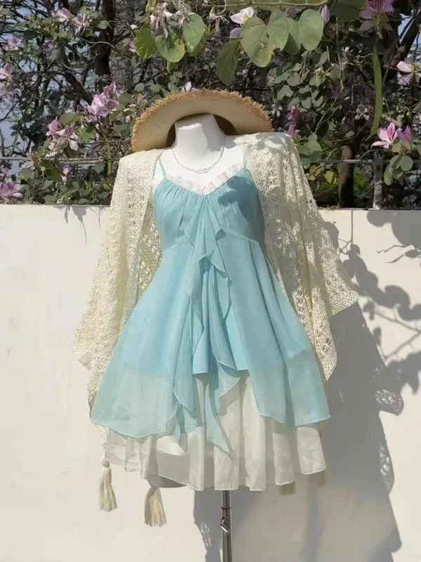 2026 mulher japonesa doce renda flor y2k estética bandagem vestidos grunge harajuku sem mangas retalhos vestido vintage chique